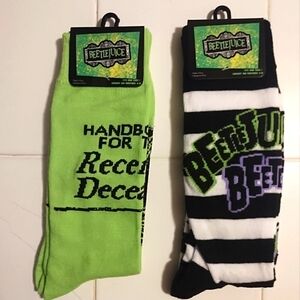2 Pair Beetlejuice Novelty Socks Mens Shoe Size 6-12 NWT